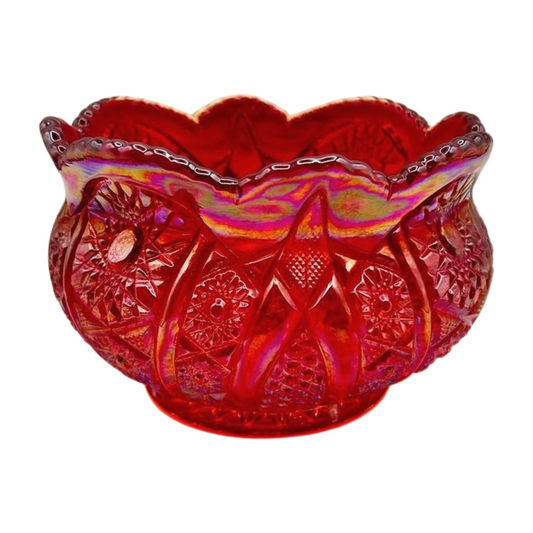 The Solara – Indiana Glass Heirloom Sunset Red Carnival Glass Rose Bowl