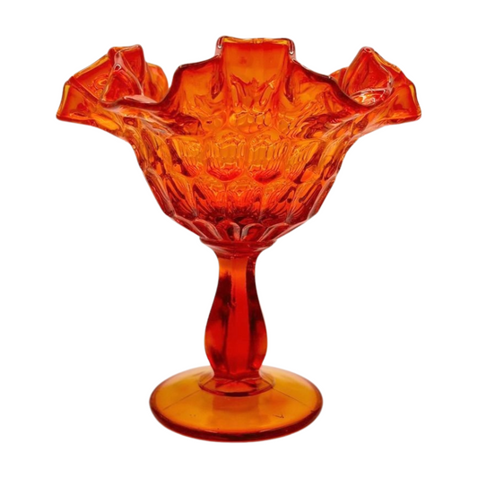 The Hephaestus – Fenton Amberina Thumbprint Pedestal Compote