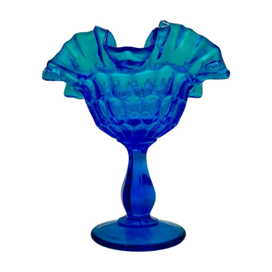 The Neptune – Vintage Fenton Cobalt Blue Thumbprint Pedestal Compote