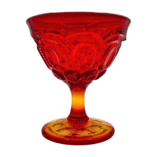 The Hearth – Amberina Moon and Star Sherbet Glass (UV Reactive)