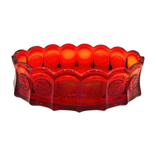 The Patriot – Vintage Deep Red Heavy Pressed Glass Dish