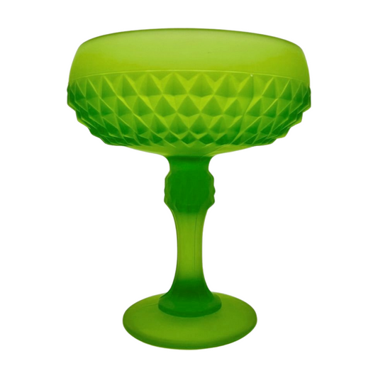 The Viridis – Vintage Indiana Glass Green Frosted Diamond Point Compote