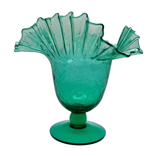 The Evergreen – Vintage Blenko Hand-Blown Art Glass Footed Vase