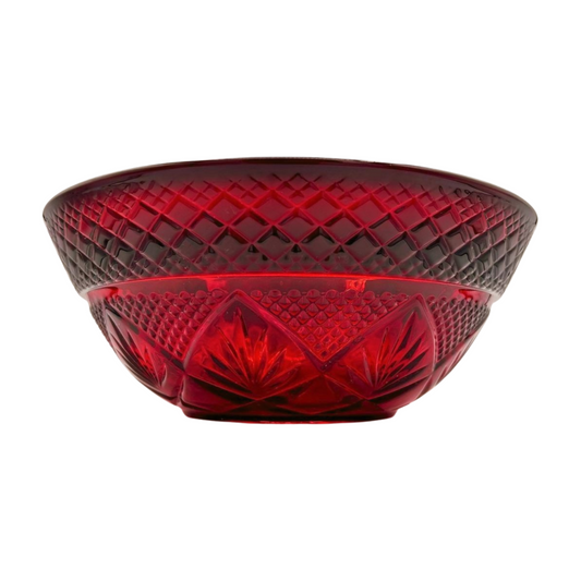 The Vivienne – Vintage Cristal D’Arques-Durand Ruby Red Cut Glass Serving Bowl