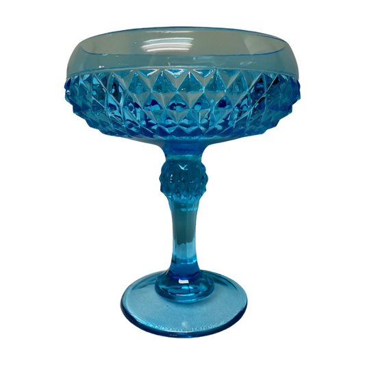 The Harrison – Sky Blue Diamond Pattern Pedestal Compote Dish