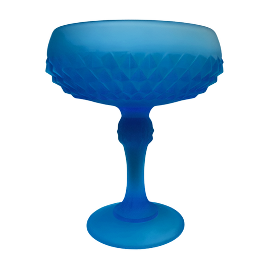 The Isolde – Sky Blue Frosted Diamond Point Pedestal Compote