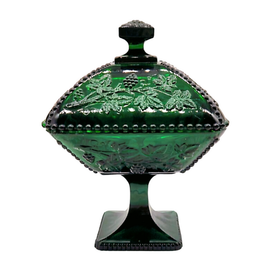 The Oberon – Emerald Green Beaded Grape Covered Dish