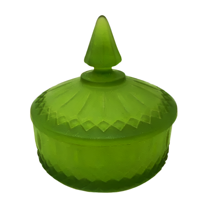 The Zephyrus – Frosted Green Art Deco Covered Dish