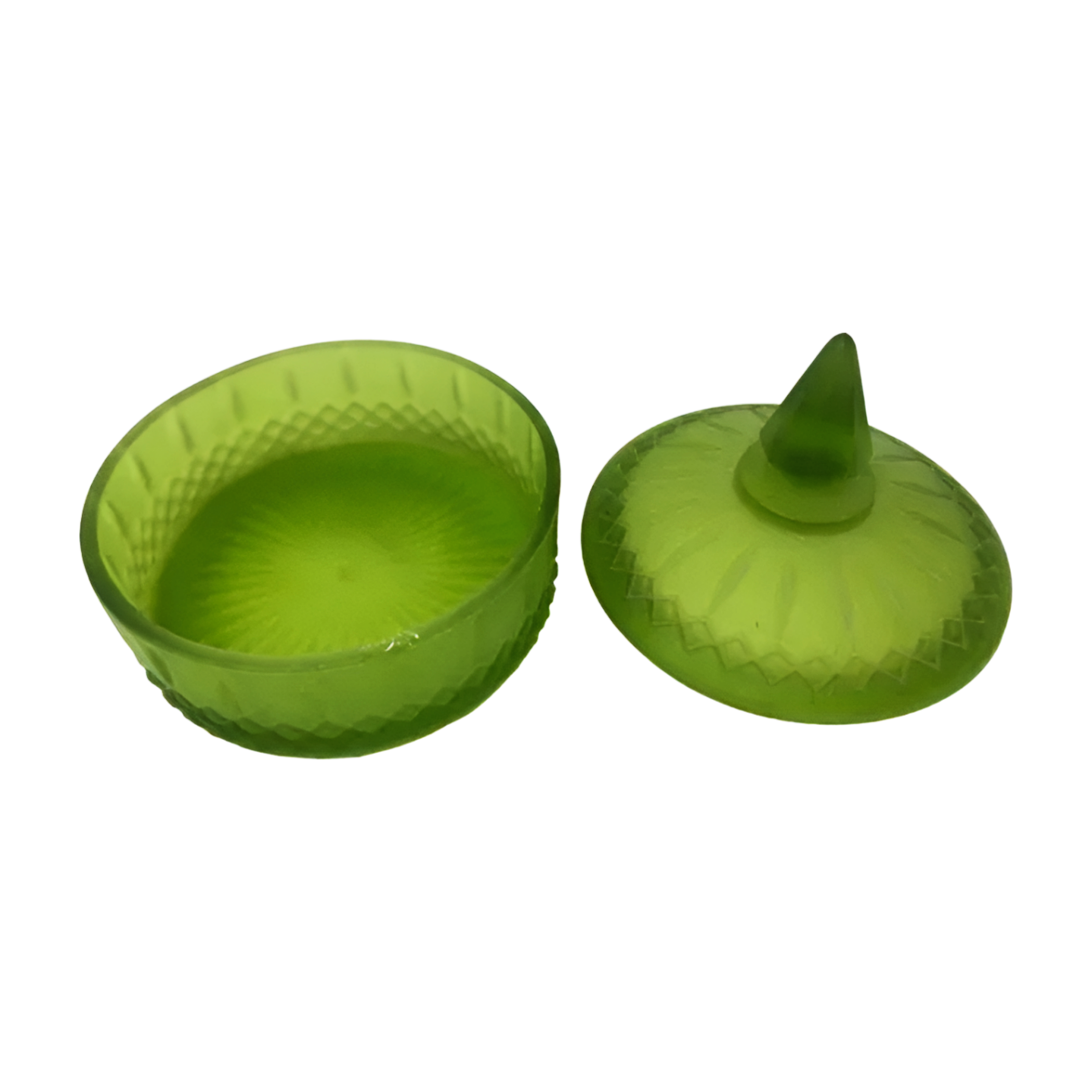The Zephyrus – Frosted Green Art Deco Covered Dish